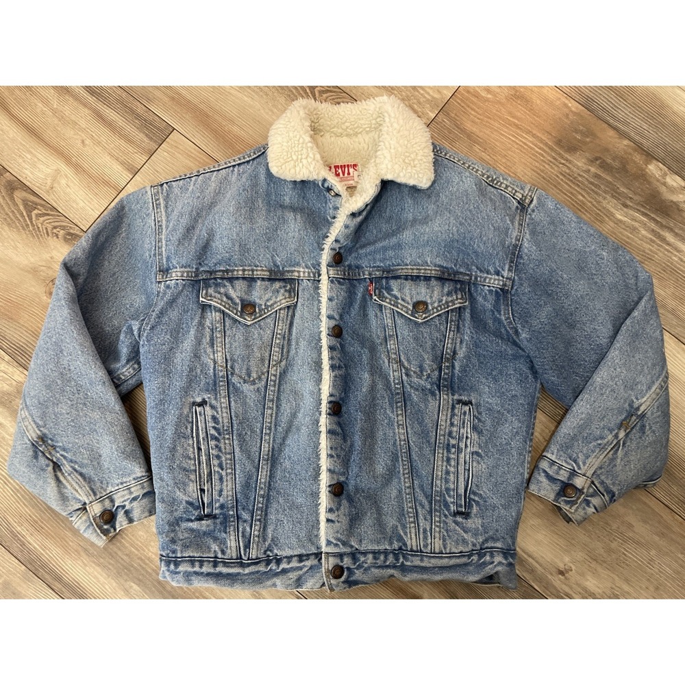 NWT Levis Kids Cotton Denim SHERPA Lined Trucker Jacket Size Youth Large